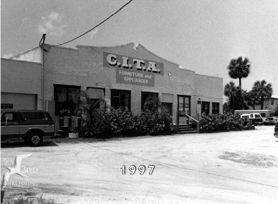 CITA Rescue Mission building photo from 1997 showing donated furniture and appliances