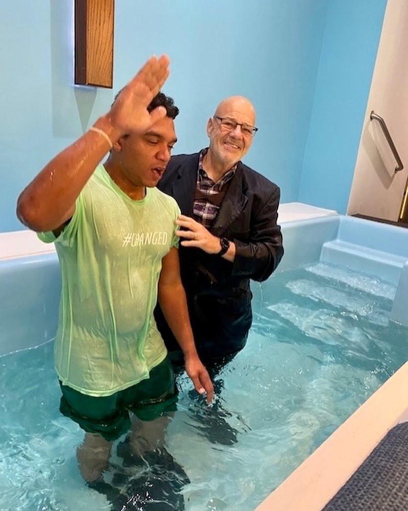 A man from CITA Rescue Mission’s Men’s Program being baptized by the CEO and President in Melbourne, Florida
