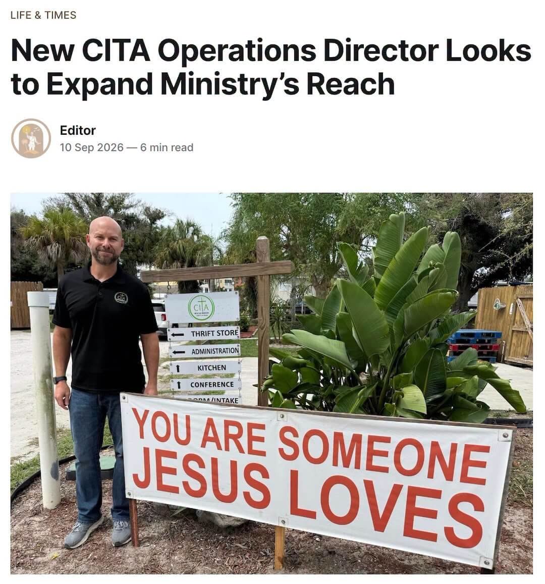 Christians of Brevard feature about Christ Is The Answer Rescue Mission