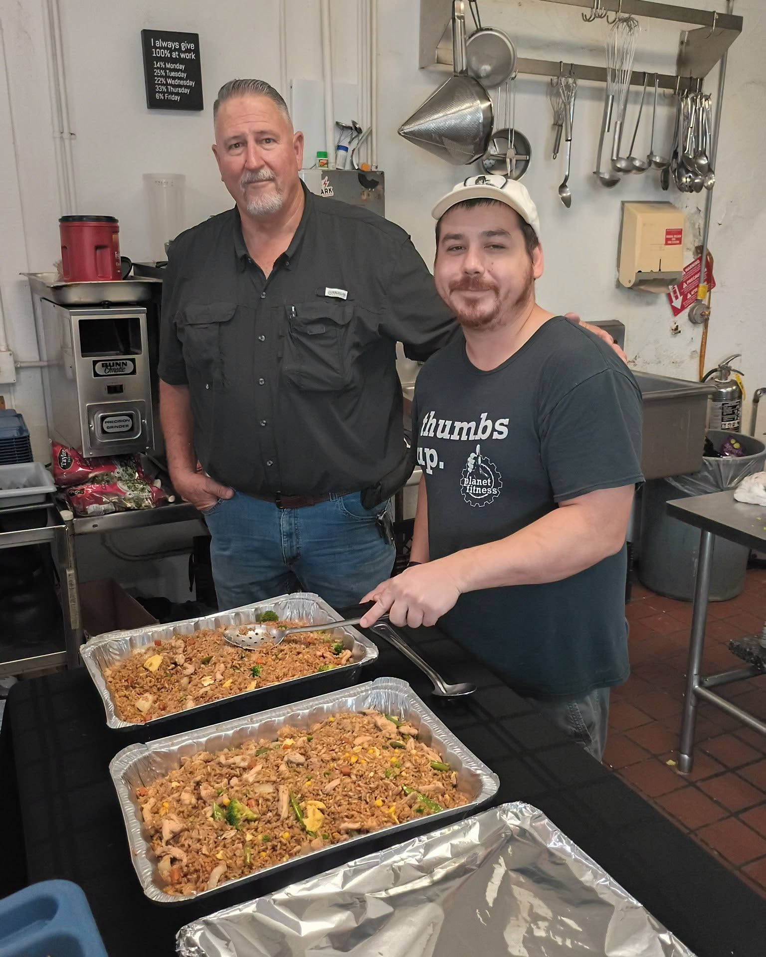 Food donated by Shiloh Youth Ranch and chicken fried rice prepared for residents